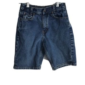 boys Size 7 Denim Shorts high sierra blue elastic waist zipper belt loops